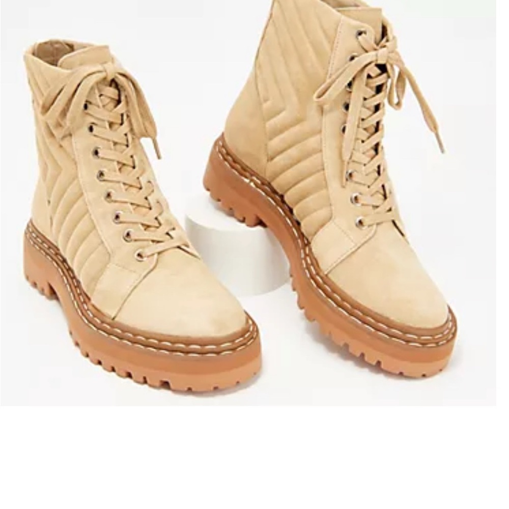 Vince Camuto Beige Lace-Up Boots